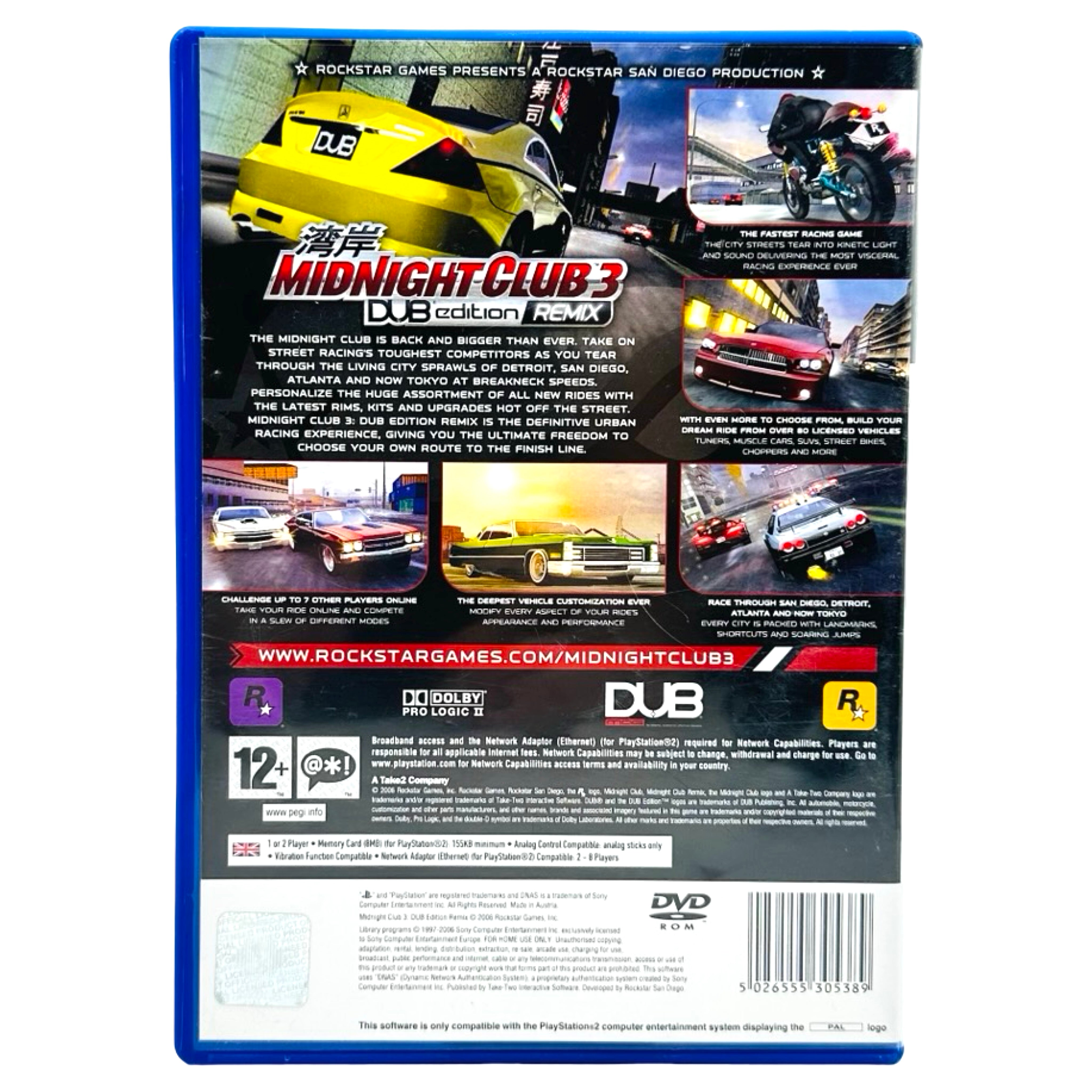 Midnight Club 3: DUB Edition Remix - PlayStation 2 (PS2) Spill