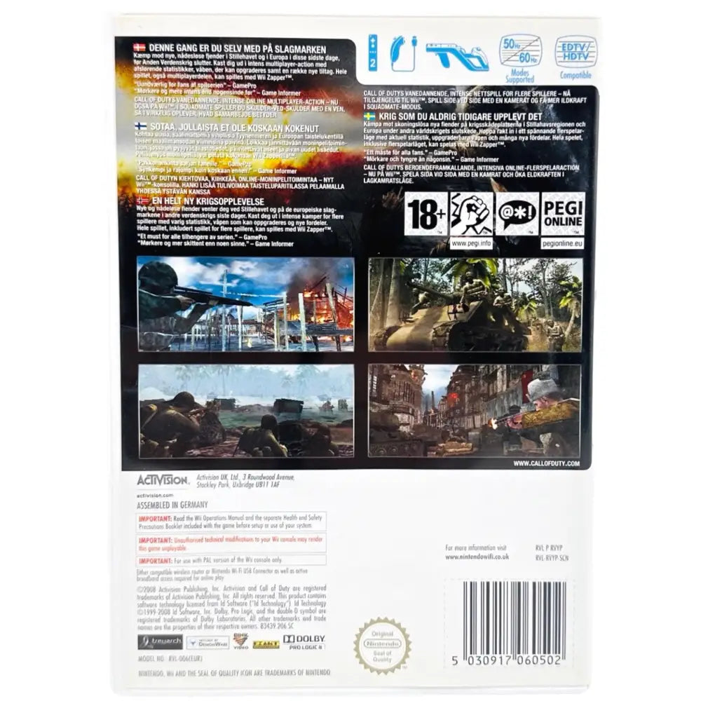 Call Of Duty: World At War - Nintendo Wii Spill
