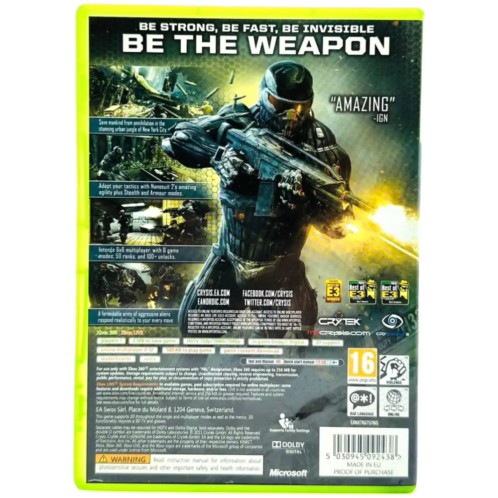 Crysis 2 - Xbox 360 Spill