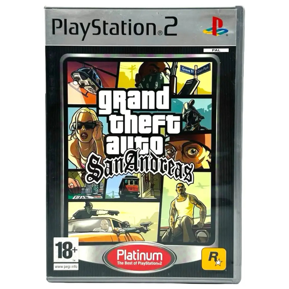 Grand Theft Auto: San Andreas - PlayStation 2 (PS2) Spill - Cover - Manual - Spill/Disk / Platinum