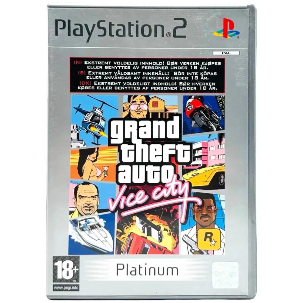 Grand Theft Auto: Vice City - PlayStation 2 (PS2) Spill - Cover - Manual - Spill/Disk / Platinum