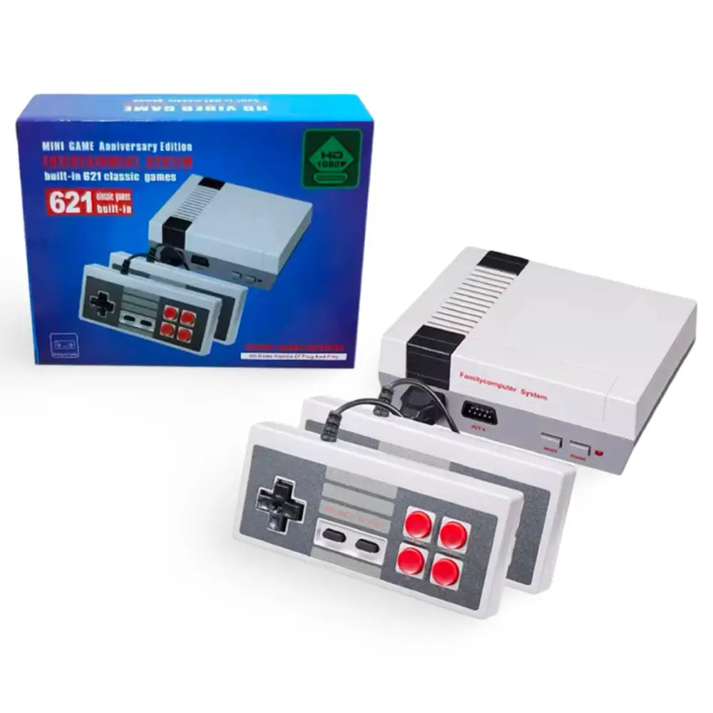 HD Mini NES Repro - Klassisk Spillkonsoll med 621 Innebygde 8-bit spill - Konsoll
