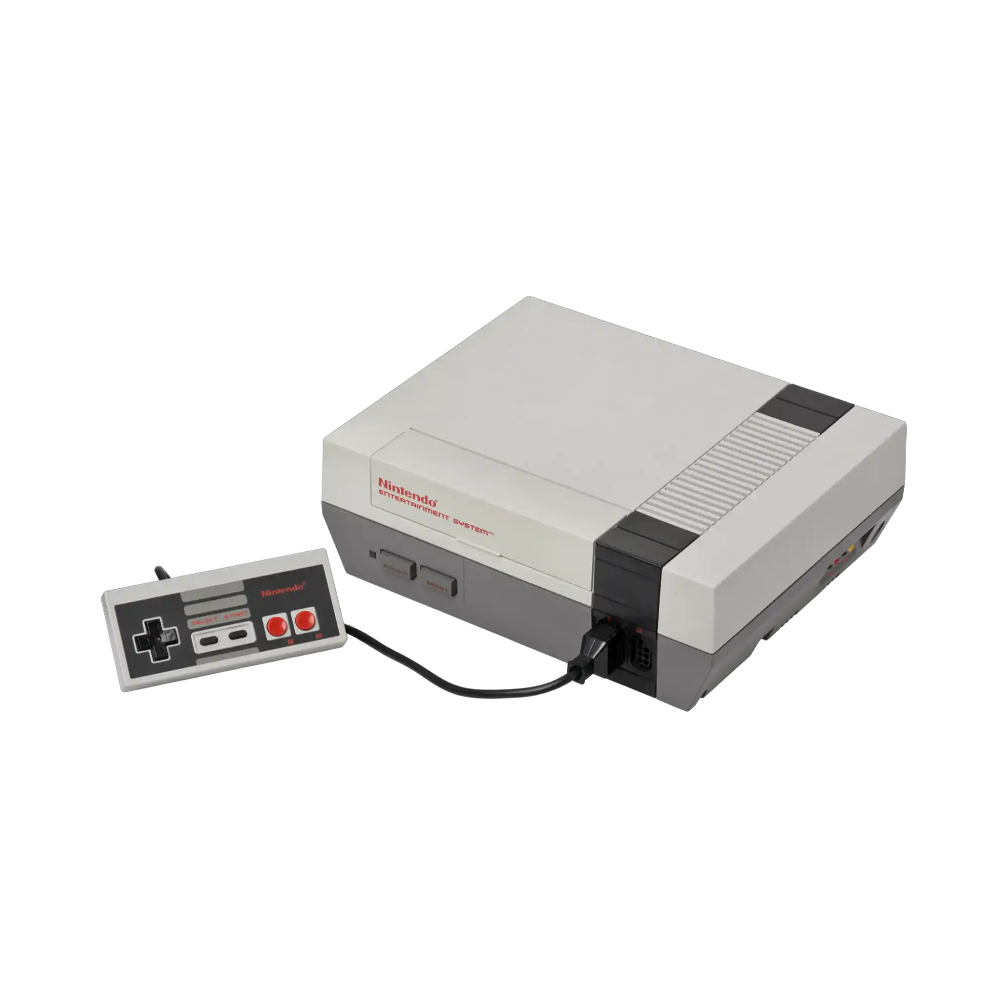 Nintendo Entertainment System (NES) konsoll med en kablet kontroll