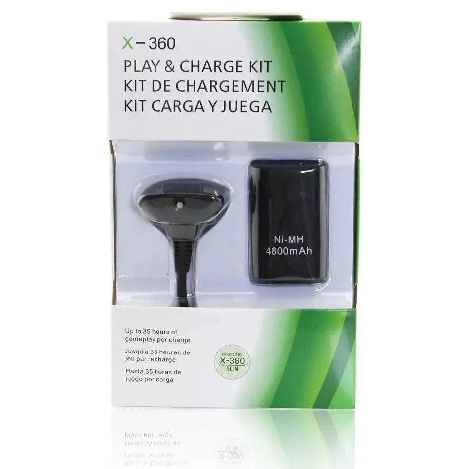Play & Charge Kontroller Lade Kit For Xbox 360 - Sort - Strømadapter