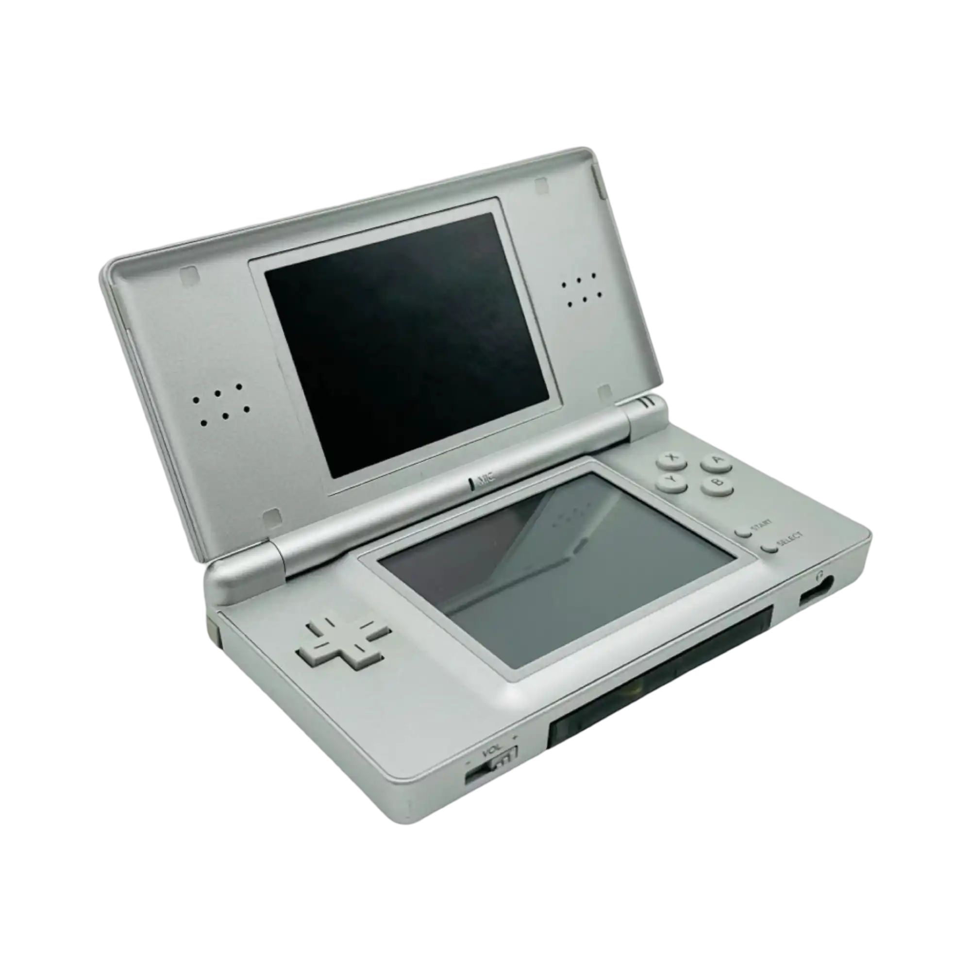 Sølv Nintendo DS håndholdt spillkonsoll.