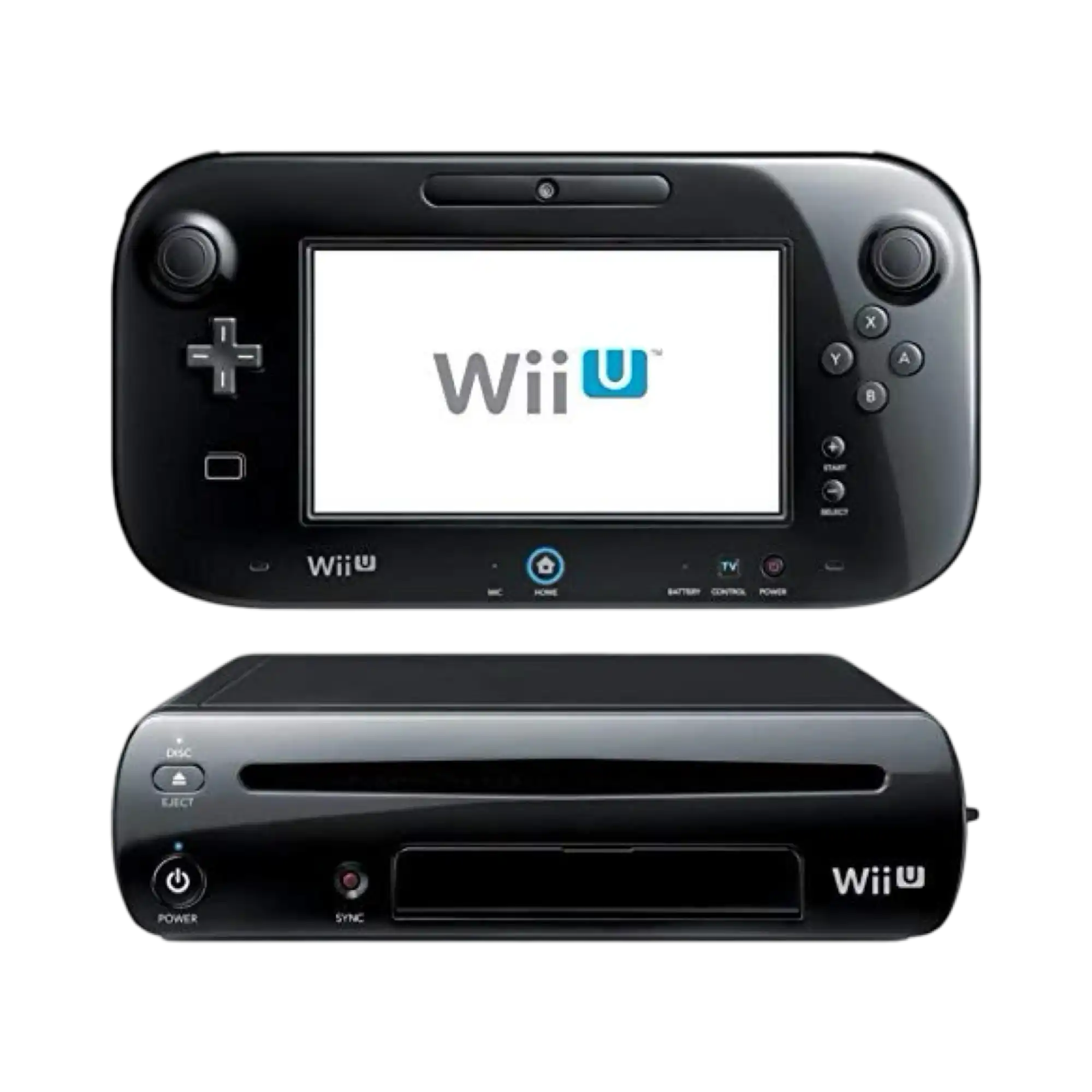 Svart Nintendo Wii U-konsoll med GamePad.