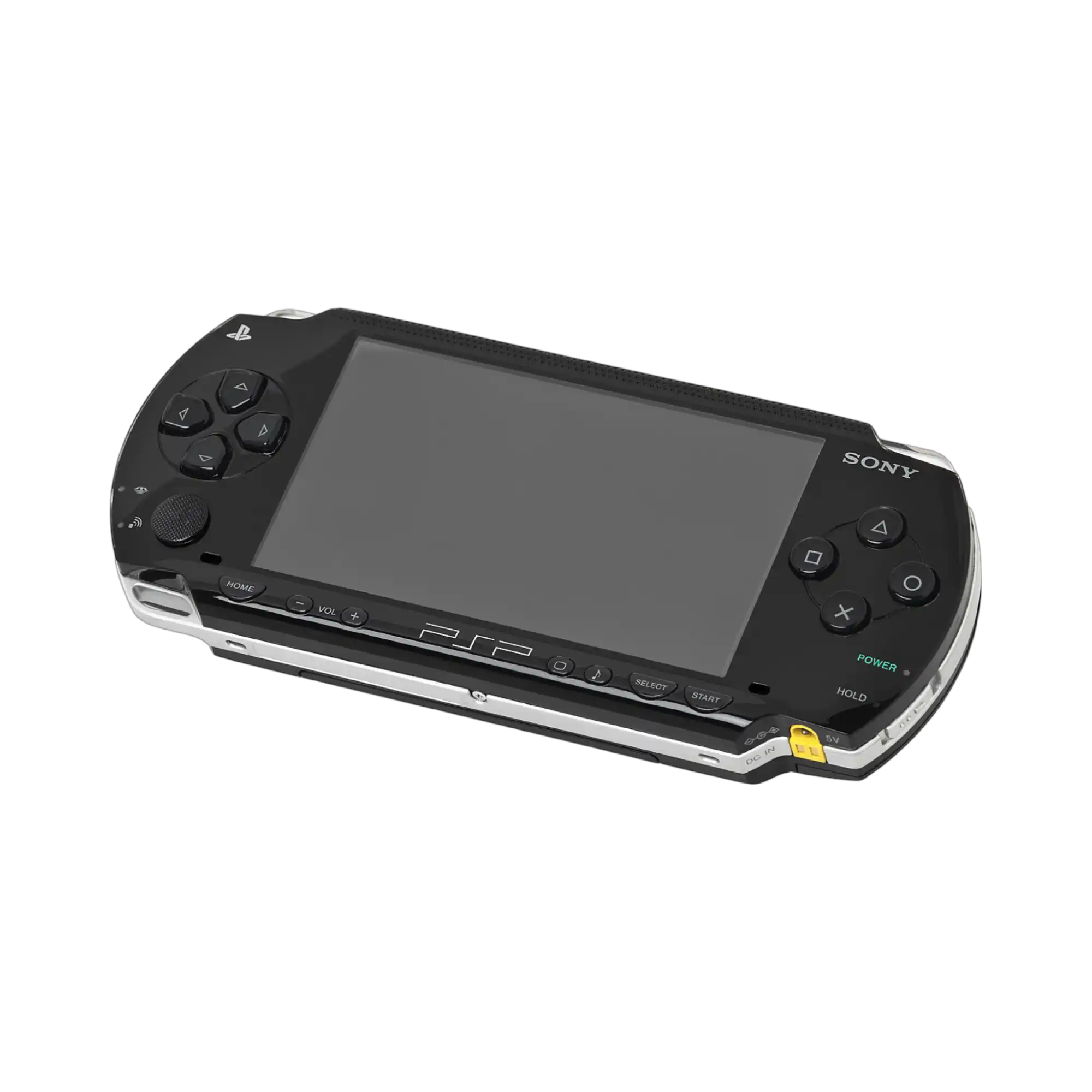 Svart Sony PSP håndholdt spillkonsoll.