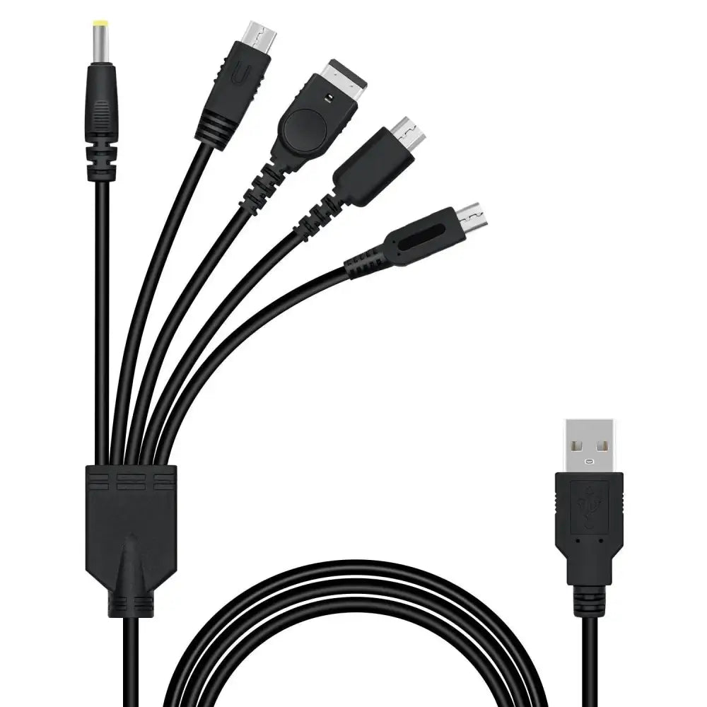 5 i 1 dataoverførings- og ladekabel for Nintendo DS Lite/NDS/Ny 3DS XL/NEW 3DS/3DS XL/3DS/2DS/DSi XL/Wii U/GBA SP/PSP 1000/2000/3000 - RetroGaming.No