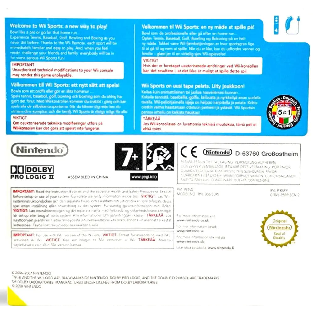 Wii Sports (i papp cover) - Nintendo Spill - Kun Spill/Disk i pappcover