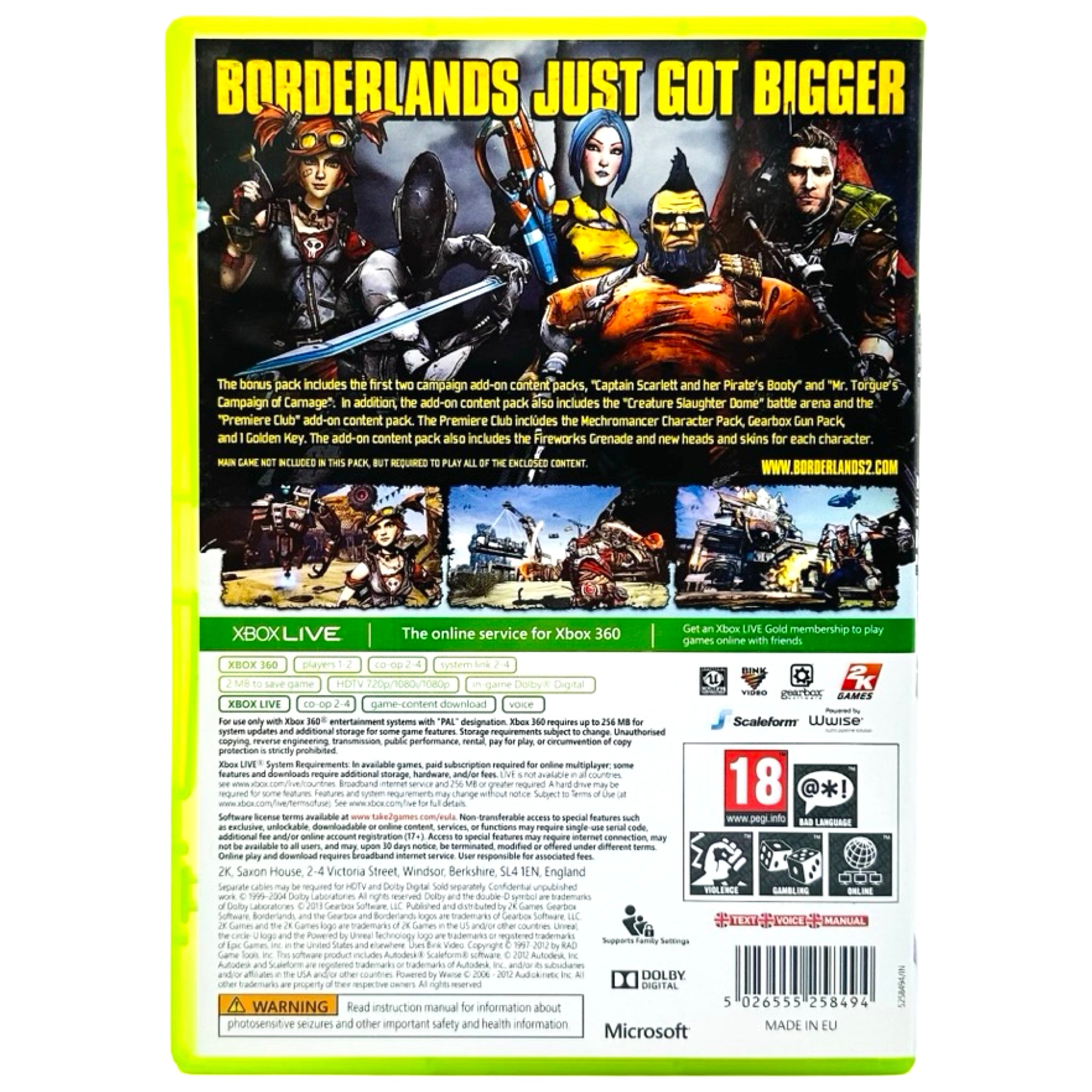 Xbox 360: Borderlands 2 Add-On Pac