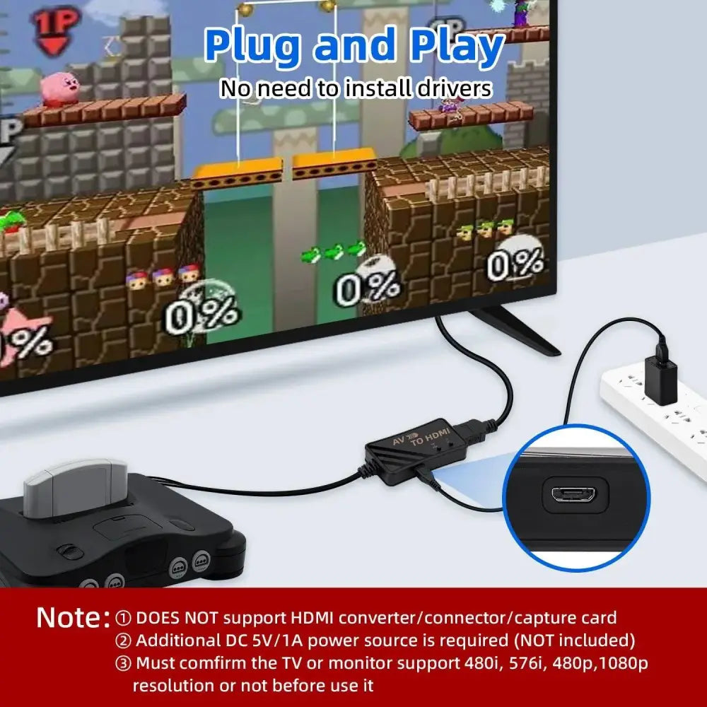 HDTV HDMI Adapter For AV / Kompositt Signaler - RetroGaming.no