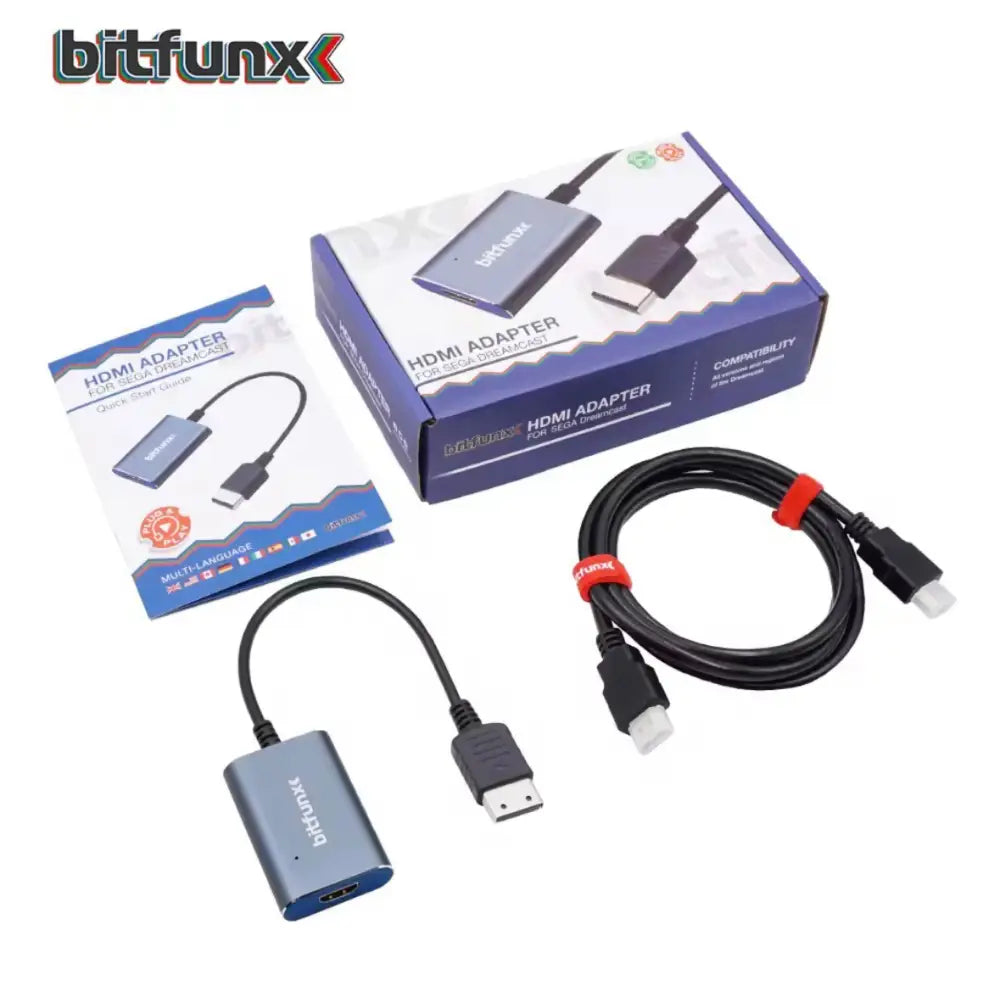 Bitfunx HDMI Adapter for Sega Dreamcast (PAL/NTSC) – Plug & Play HDMI-utgang - Konverter