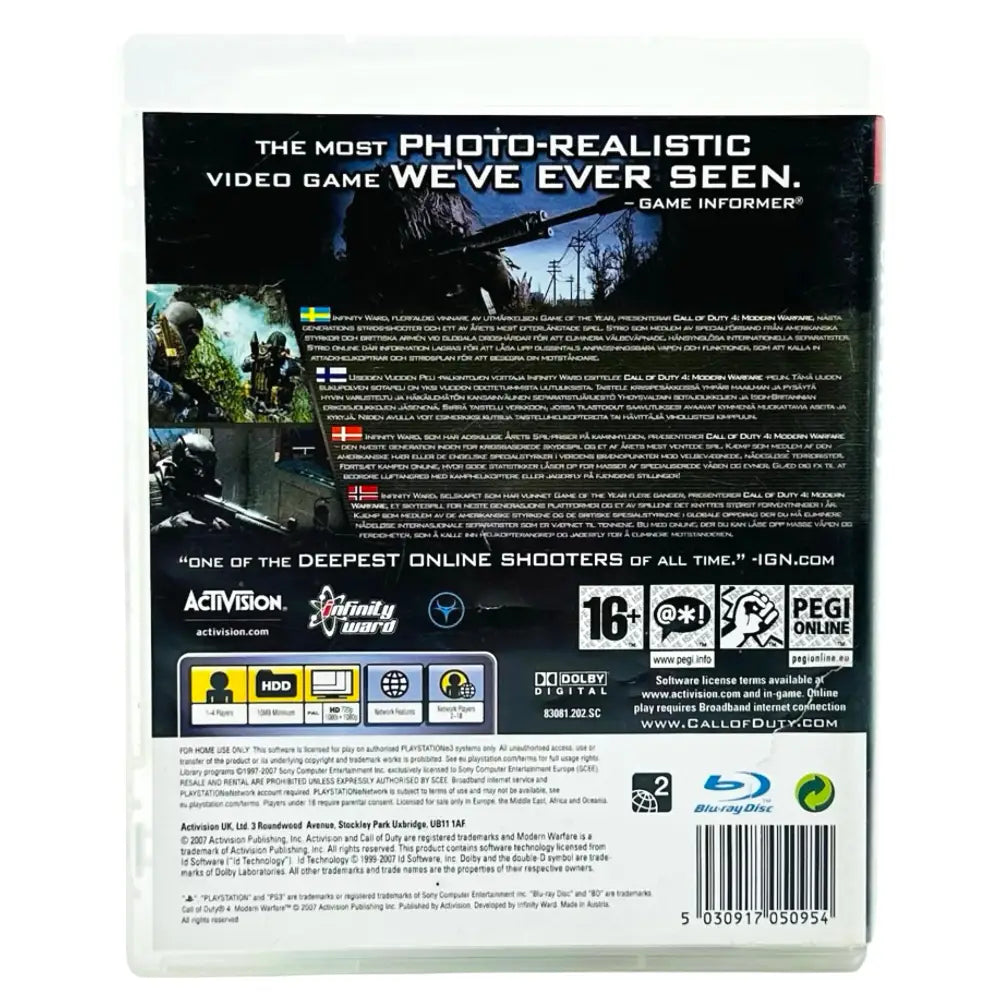 Call Of Duty 4: Modern Warfare - PlayStation 3 (PS3) Spill