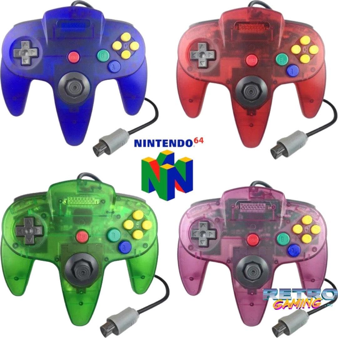 Kontroller til Nintendo 64 (N64) - Gjennomsiktig farget kontroll (tredjeparts) - RetroGaming.no