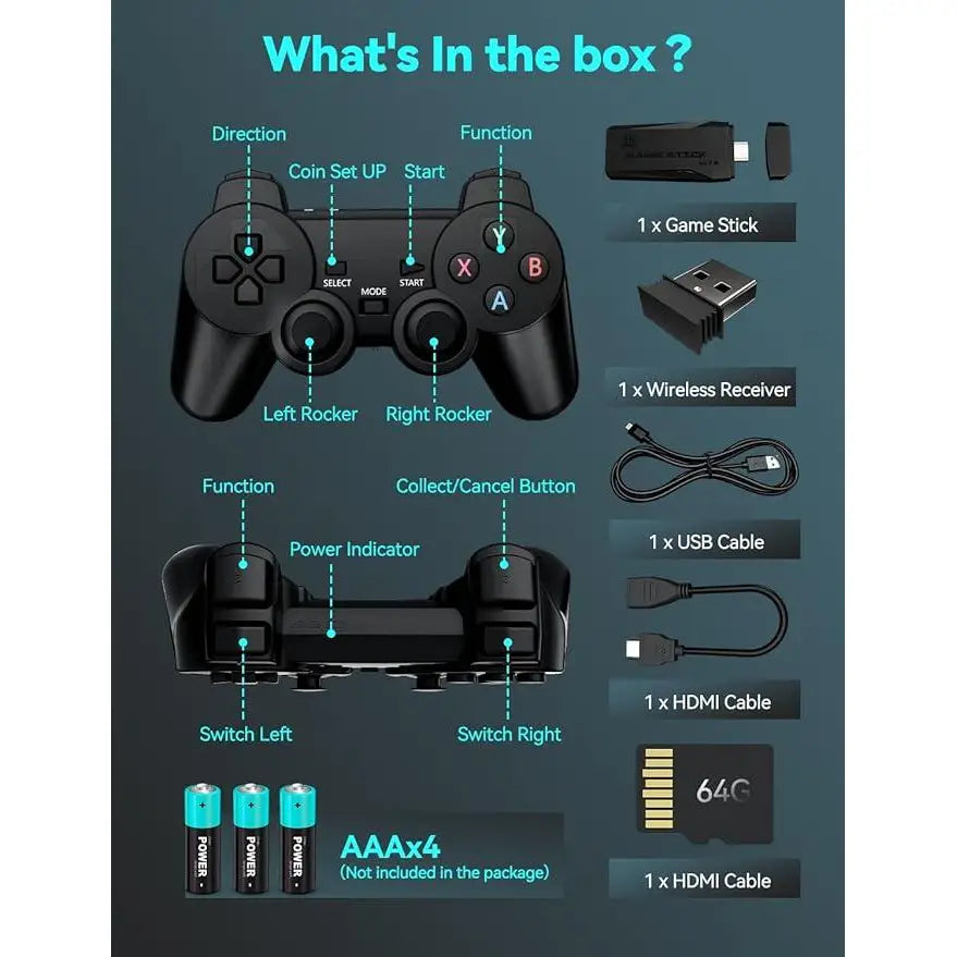 M8 Game Stick Lite – Mini Retrospillkonsoll 10.000 Spill - Konsoll