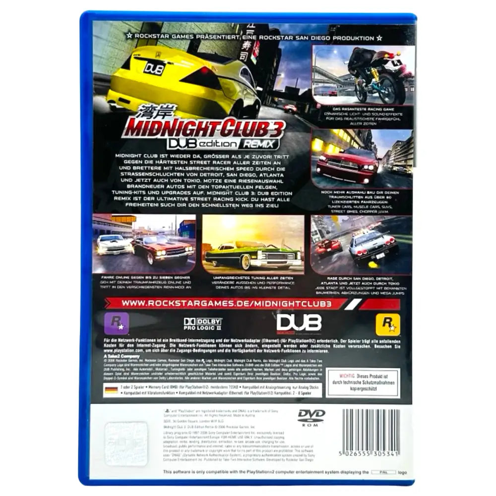 Midnight Club 3 Dub Edition Remix (Tysk) - PlayStation 2 (PS2) Spill