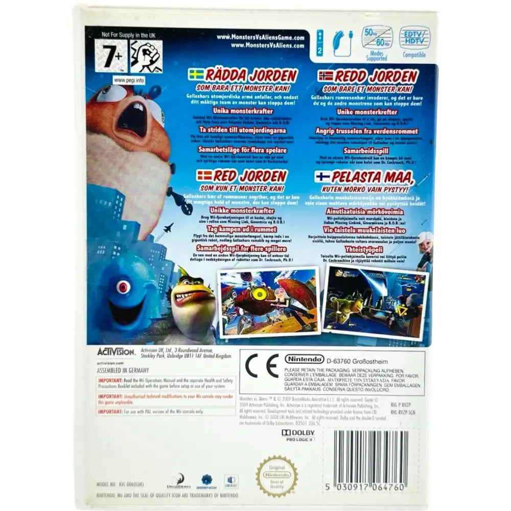 Monsters Vs Aliens - Nintendo Wii Spill - Spill