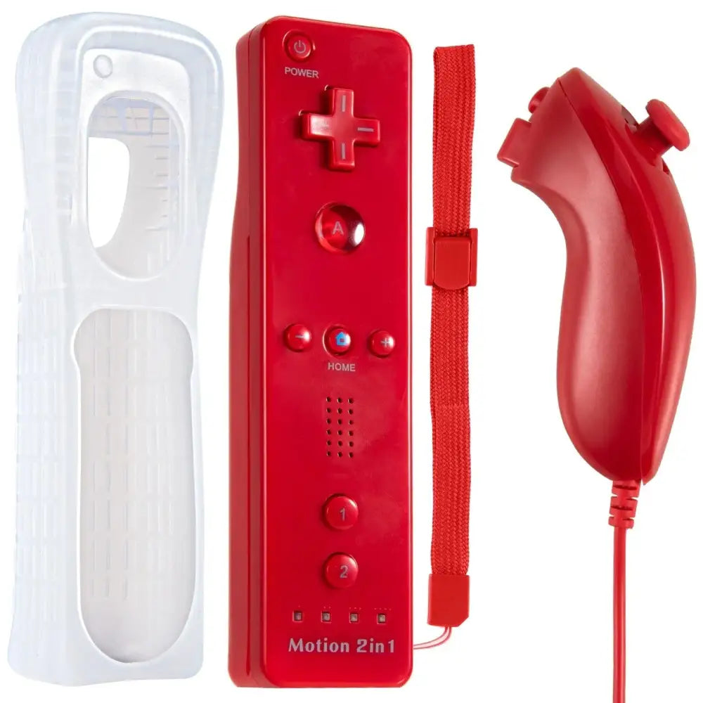 Motion Plus Kontroller Sett for Nintendo Wii og U - Tredjeparts - Rød
