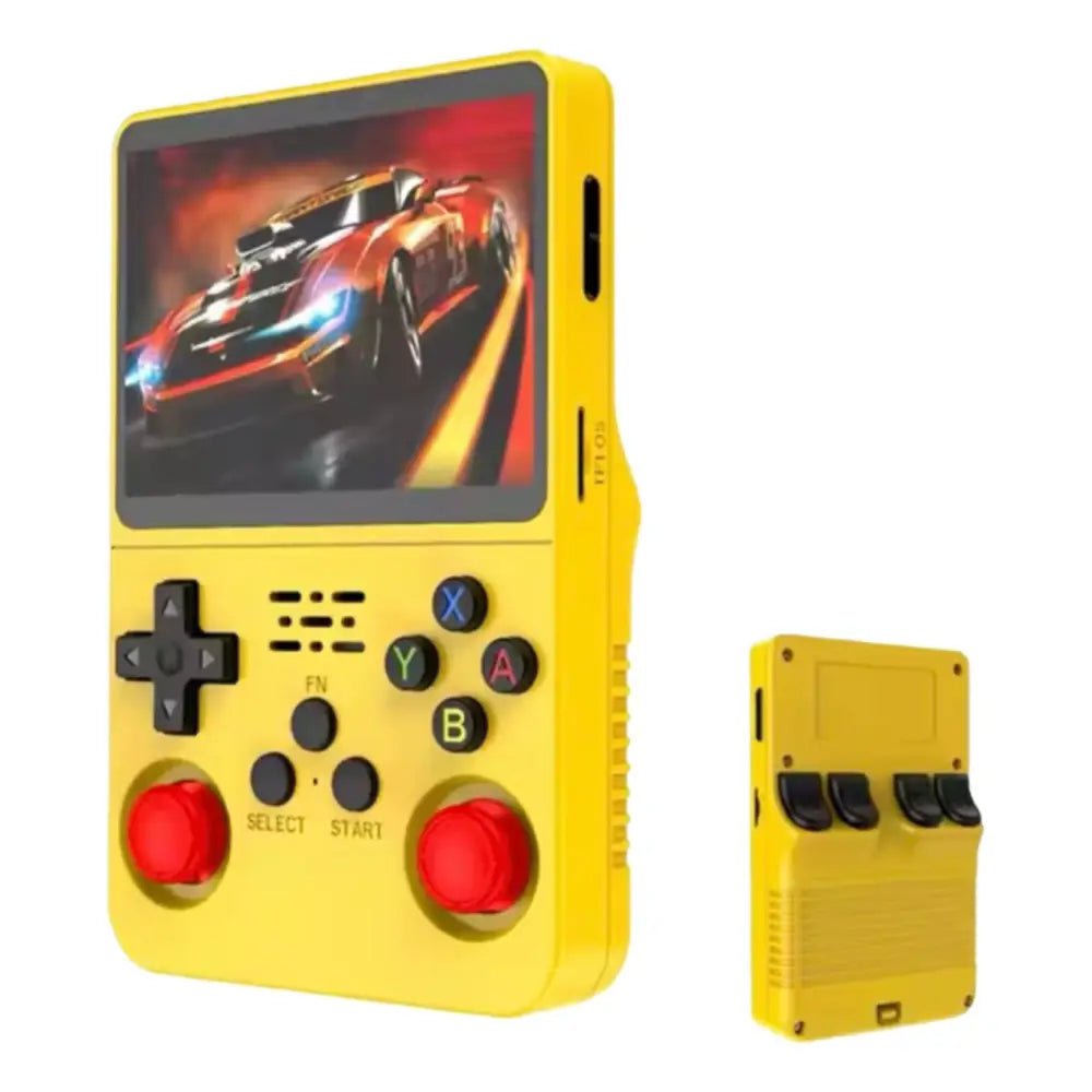 R36S Retro Spillkonsoll – 128GB Open Source 22.000 + Spill - Gul - Konsoll