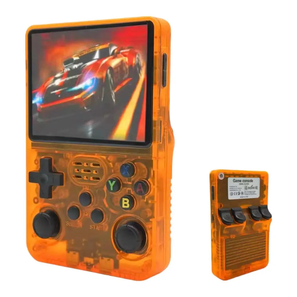 R36S Retro Spillkonsoll – 128GB Open Source 22.000 + Spill - Orange - Konsoll