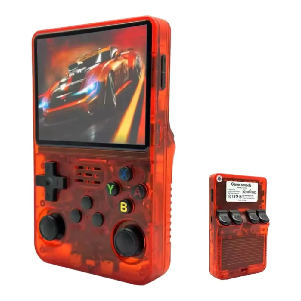 R36S Retro Spillkonsoll – 128GB Open Source 22.000 + Spill - Gjennomsiktig rød - Konsoll