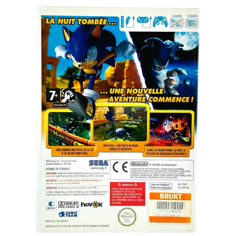 Sonic Unleashed - Nintendo Wii Spill