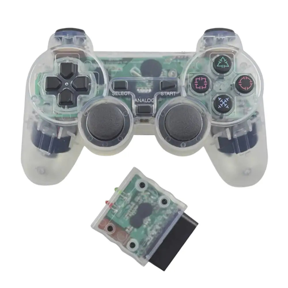 Trådløs Kontroller for Sony PlayStation 1 & 2 | PS1 / PS2 - Hvit/Gjennomsiktig