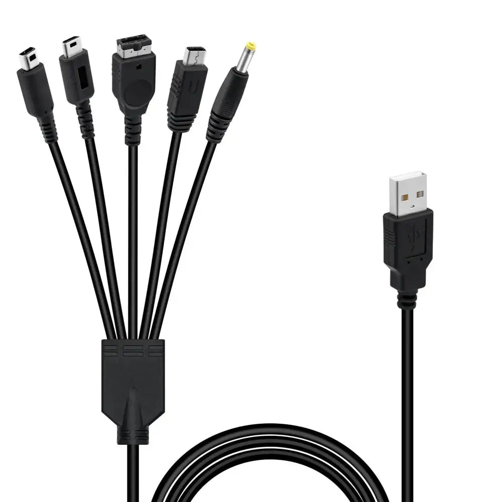 5 i 1 dataoverførings- og ladekabel for Nintendo DS Lite/NDS/Ny 3DS XL/NEW 3DS/3DS XL/3DS/2DS/DSi XL/Wii U/GBA SP/PSP 1000/2000/3000 - RetroGaming.No