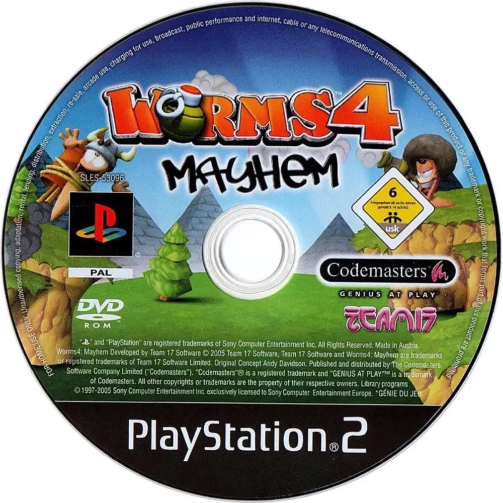 Worms 4: Mayhem - PlayStation 2 (PS2) Spill - Kun Spill/Disk